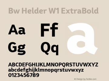 Bw Helder W1 ExtraBold Version 1.000 Font Sample