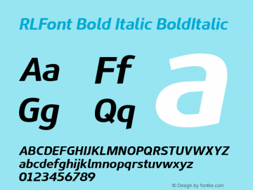 RLFontBoldItalic Version 1.009 Font Sample