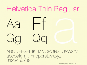 Helvetica Thin  Font Sample