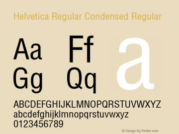 Helvetica Regular Condensed 图片样张
