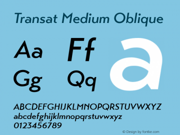 Transat Medium Oblique Version 1.1 Font Sample
