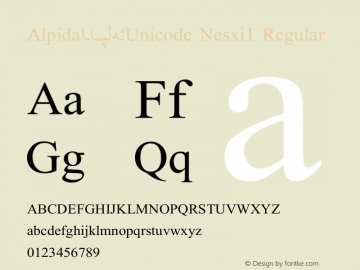 Alpida Unicode Nesxi1 Version 4.00 Font Sample