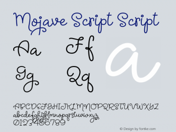 Mojave Script Version 1.0 Font Sample