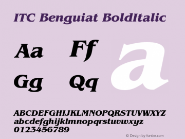 ITC Benguiat Bold Italic Version 003.001 Font Sample