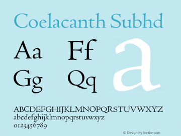 Coelacanth Subheading Version 0.005 Font Sample