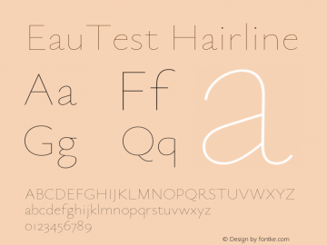 EauTest Hairline Version 0.001 Font Sample