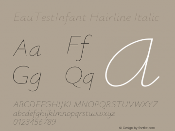 EauTestInfant Hairline Italic Version 0.001 Font Sample