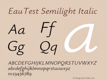 EauTest Semilight Italic Version 0.001图片样张