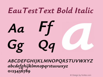 EauTestText Bold Italic Version 0.001;PS 000.001;hotconv 1.0.88;makeotf.lib2.5.64775图片样张