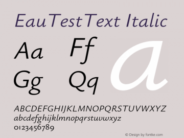 EauTestText Italic Version 0.001;PS 000.001;hotconv 1.0.88;makeotf.lib2.5.64775图片样张