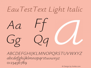 EauTestText Light Italic Version 0.001图片样张