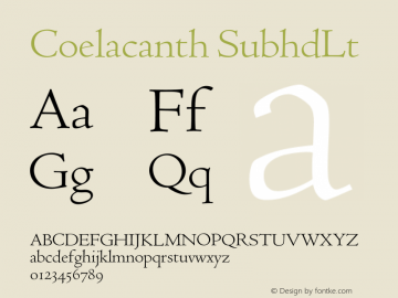 Coelacanth Subheading Light Version 0.005 Font Sample