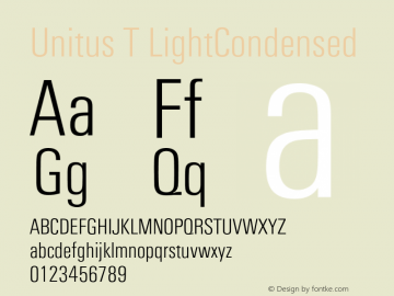 Unitus T Light Condensed Version 001.004 Font Sample