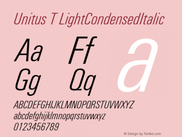 Unitus T Light Condensed Italic Version 001.004图片样张