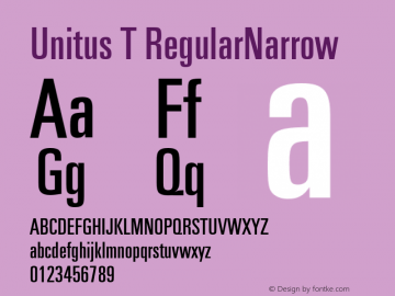 Unitus T Regular Narrow Version 001.004 Font Sample