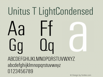 Unitus T Light Condensed Version 001.004 Font Sample