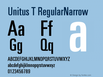 Unitus T Regular Narrow Version 001.004 Font Sample