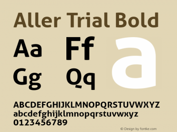Aller Trial Bold Version 1.010 Font Sample