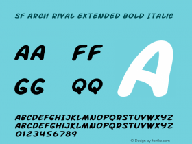 SF Arch Rival Extended Bold Italic ver 1.0; 2000. Freeware. Font Sample