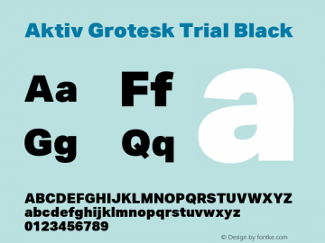 Aktiv Grotesk Trial Black Version 1.102 Font Sample