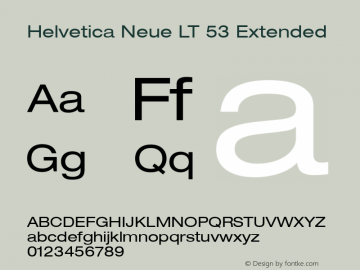 Helvetica LT 53 Extended Version 6.70; 2006 Font Sample