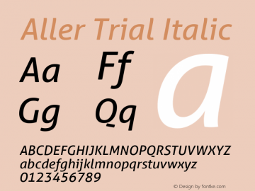 Aller Trial Italic Version 1.010图片样张