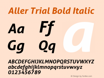 Aller Trial Bold Italic Version 1.010图片样张