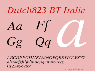 Dutch 823 Italic BT Version 2.1图片样张