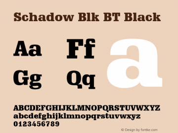 Schadow Black BT Version 2.1 Font Sample