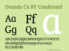 Oranda BT Condensed Version 2.1 Font Sample