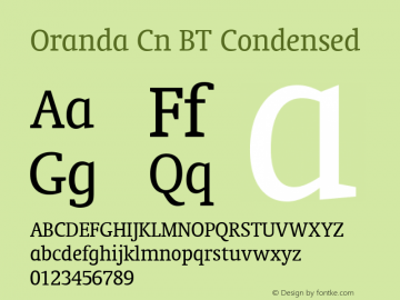 Oranda BT Condensed Version 2.1图片样张
