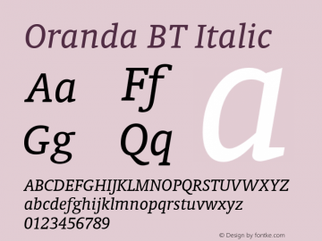 Oranda Italic BT Version 2.1图片样张