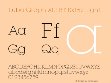 Lubalin Graph Extra Light BT Version 2.1 Font Sample