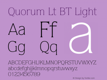 Quorum Light BT Version 2.1 Font Sample