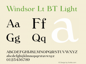 Windsor Light BT Version 2.1 Font Sample