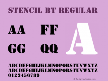 Stencil BT Version 2.1 Font Sample