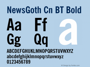 News Gothic Bold Condensed BT Version 2.1图片样张