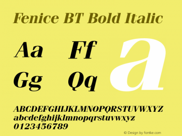 Fenice Bold Italic BT Version 2.1图片样张