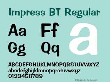 Impress BT Version 2.1 Font Sample