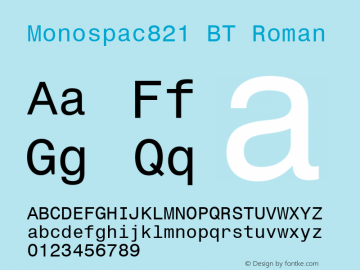 Monospace 821 BT Version 2.1图片样张