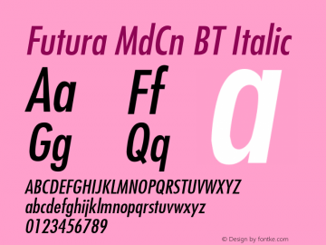 Futura MdCn BT-Italic Version 2.1图片样张