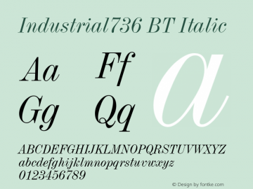 Industrial 736 Italic BT Version 2.1图片样张