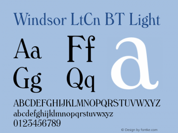Windsor Light Condensed BT Version 2.1 Font Sample
