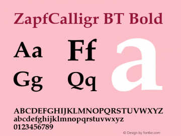Zapf Calligraphic 801 Bold BT Version 2.1图片样张