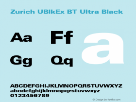 Zurich Ultra Black Extended BT Version 2.1 Font Sample