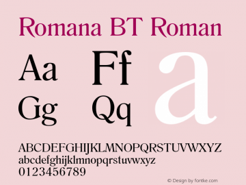 Romana BT Version 2.1 Font Sample