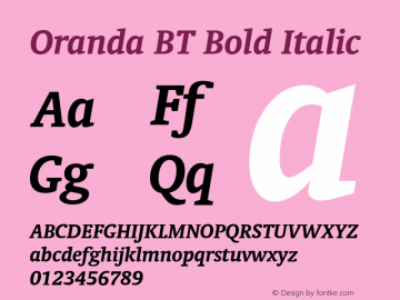Oranda Bold Italic BT Version 2.1图片样张