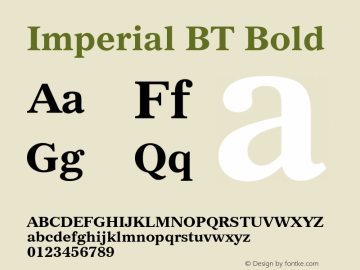 Imperial Bold BT Version 2.1 Font Sample