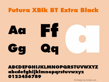 Futura Extra Black BT Version 2.1 Font Sample