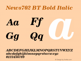 News 702 Bold Italic BT Version 2.1图片样张